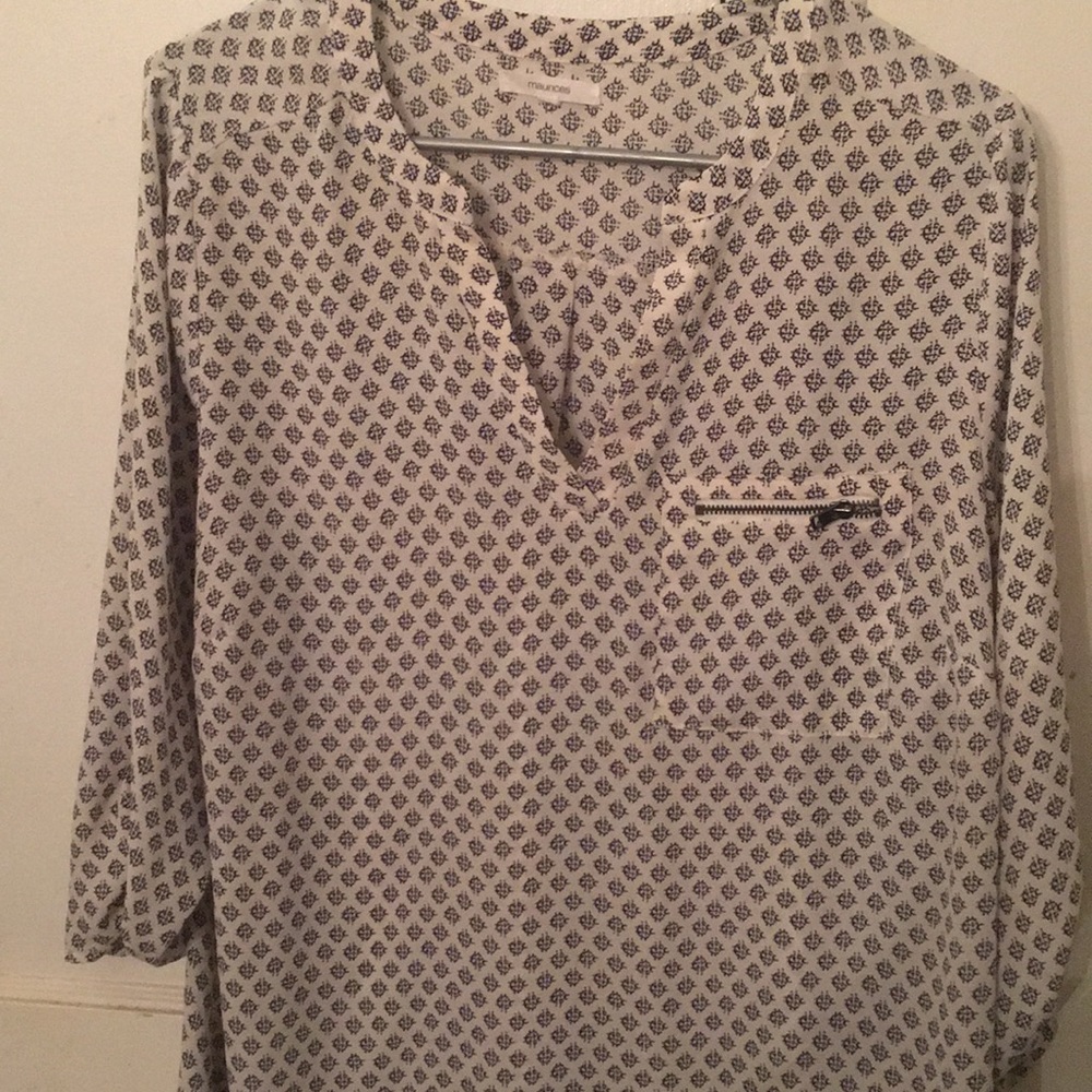 Cream and blue blouse